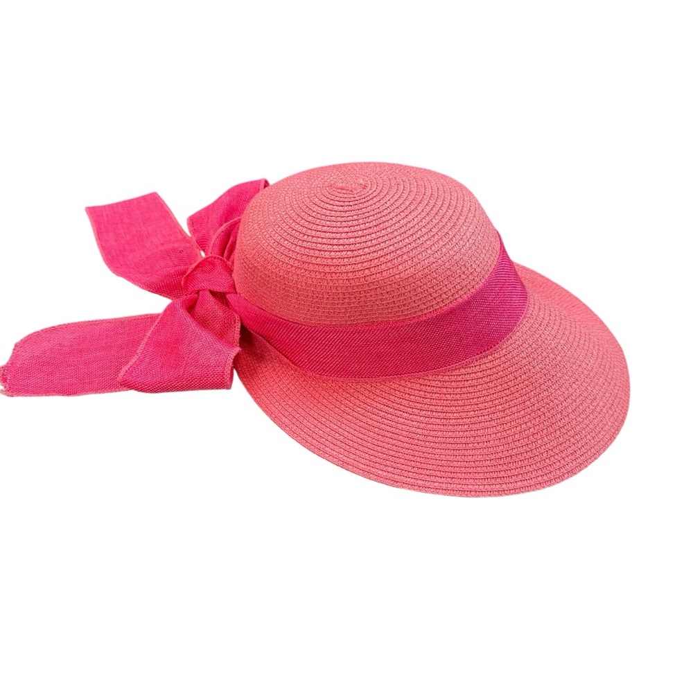 NWOT Pink Back Bow Girly Feminine Garden Sun Hat